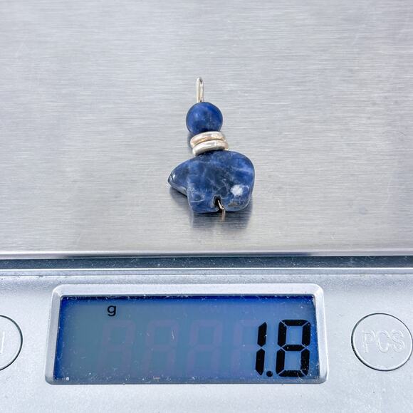 Vintage Sterling Silver 925 Blue Sodalite Bear Fetish Bead Pendant - Picture 8 of 8